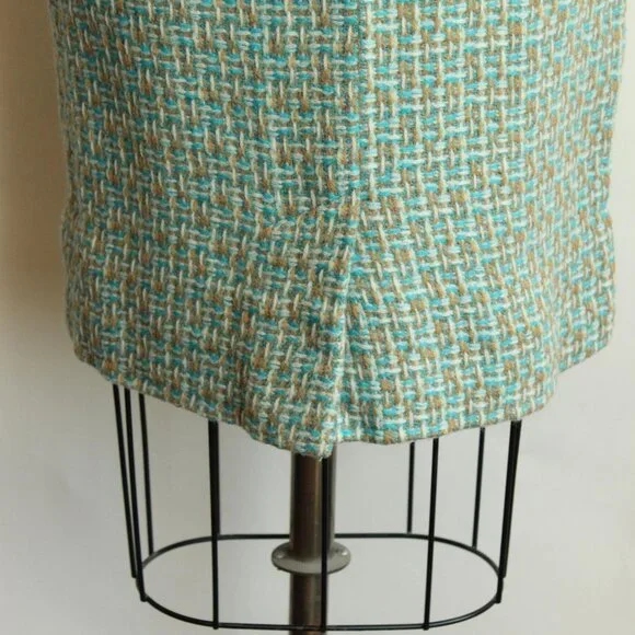Vintage 1960s Skirt, Majestic Specialties Tweed Check or Plaid Wool Pencil Skirt